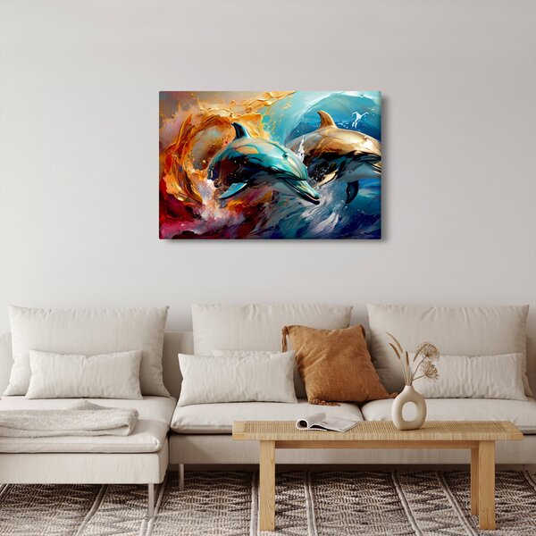 Kép - Delfin festmény (90x60 cm)