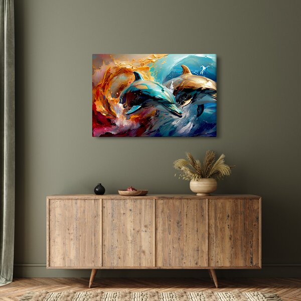 Kép - Delfin festmény (90x60 cm)