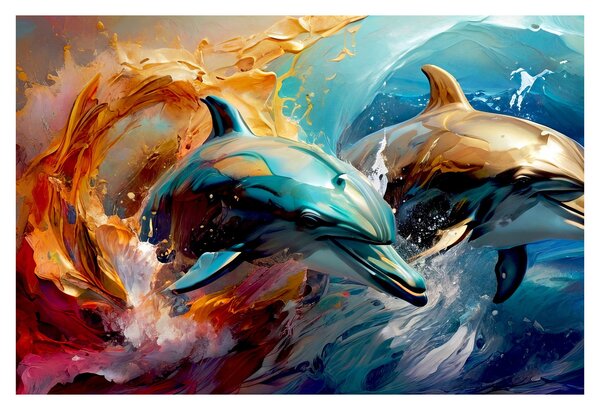 Kép - Delfin festmény (90x60 cm)