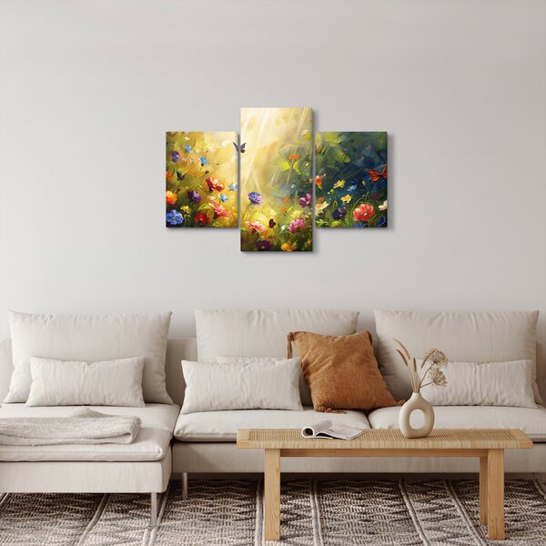 Kép - Tavaszi virágos rét, festmény (90x60 cm)