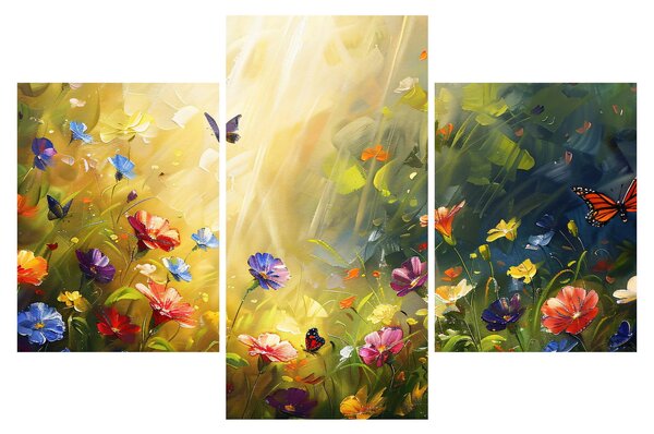 Kép - Tavaszi virágos rét, festmény (90x60 cm)