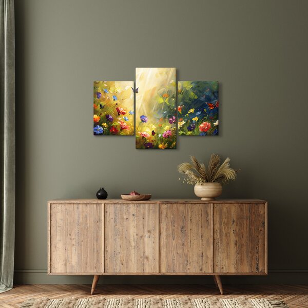Kép - Tavaszi virágos rét, festmény (90x60 cm)