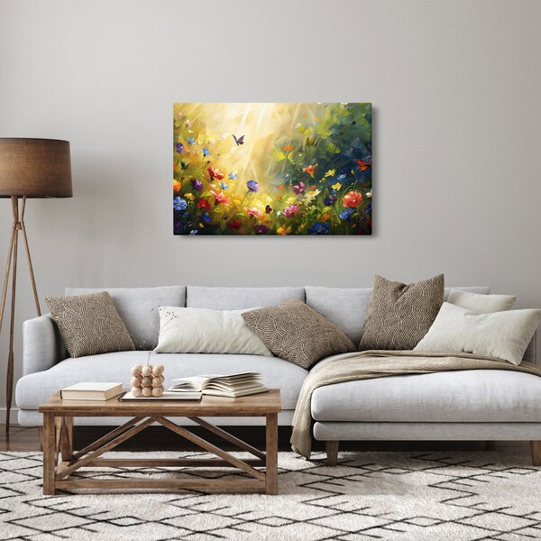 Kép - Tavaszi virágos rét, festmény (90x60 cm)