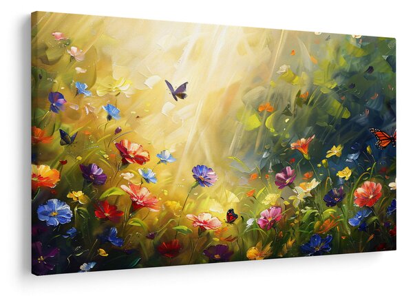Kép - Tavaszi virágos rét, festmény (90x60 cm)