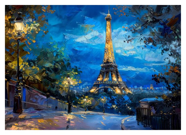 Kép - Olajfestmény az Eiffel-toronyról (70x50 cm)