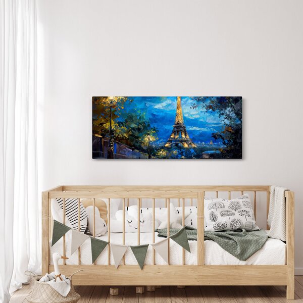 Kép - Olajfestmény az Eiffel-toronyról (120x50 cm)