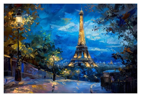 Kép - Olajfestmény az Eiffel-toronyról (90x60 cm)