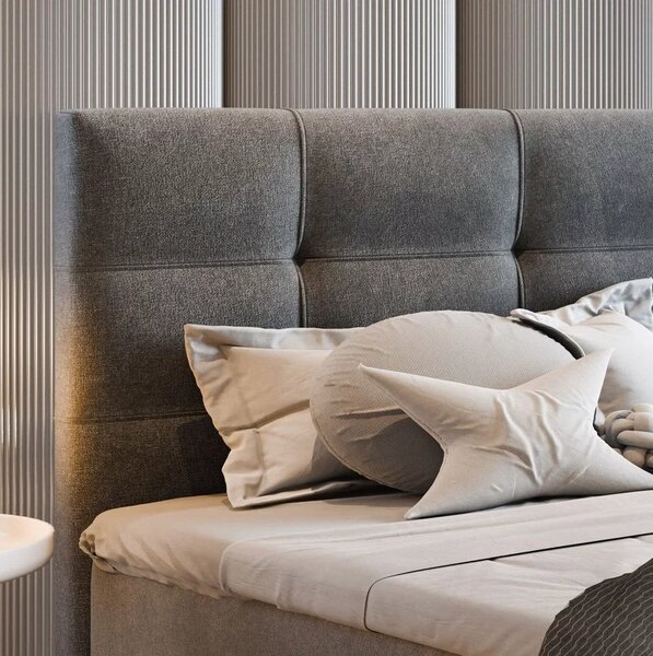 Kárpitozott boxspring ágy GLORIEN VELVET 80x200 cm szürke Matrac: Bonell rugós matrac