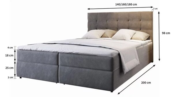 Kárpitozott boxspring ágy GLORIEN 160x200 cm bíbor Matrac: Bonell rugós matrac