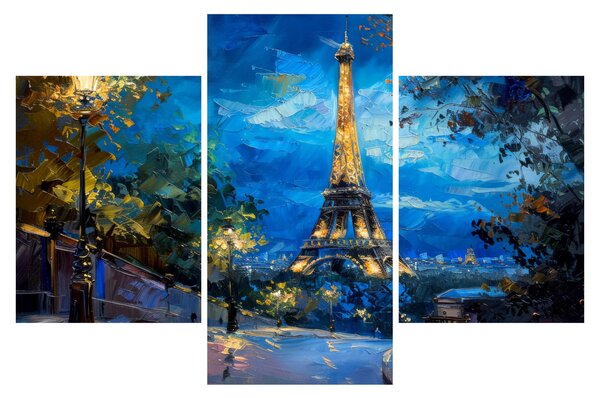 Kép - Olajfestmény az Eiffel-toronyról (90x60 cm)