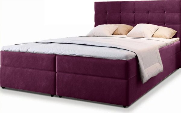 Kárpitozott boxspring ágy GLORIEN 160x200 cm bíbor Matrac: Bonell rugós matrac