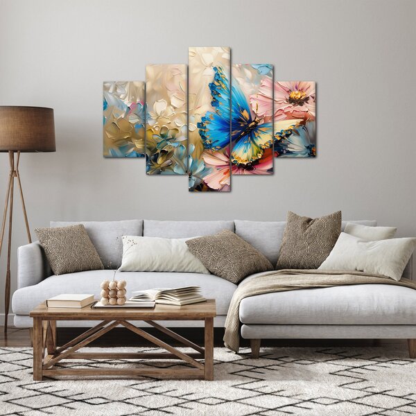 Kép - Virágok és pillangók festése (150x105 cm)