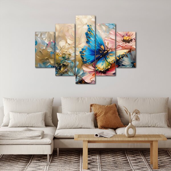 Kép - Virágok és pillangók festése (150x105 cm)