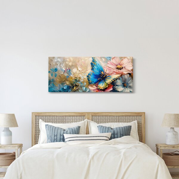 Kép - Virágok és pillangók festése (120x50 cm)