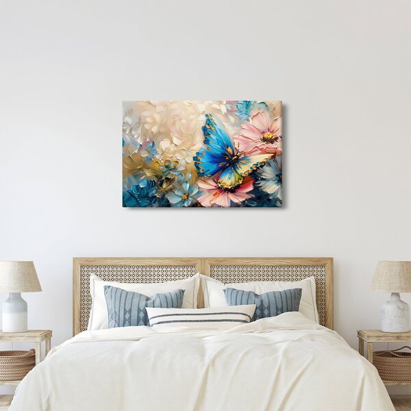 Kép - Virágok és pillangók festése (90x60 cm)
