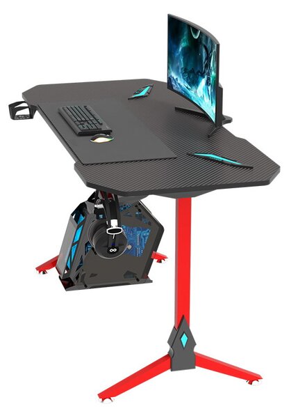 Gamer asztal fényekkel 140*60*73 - piros