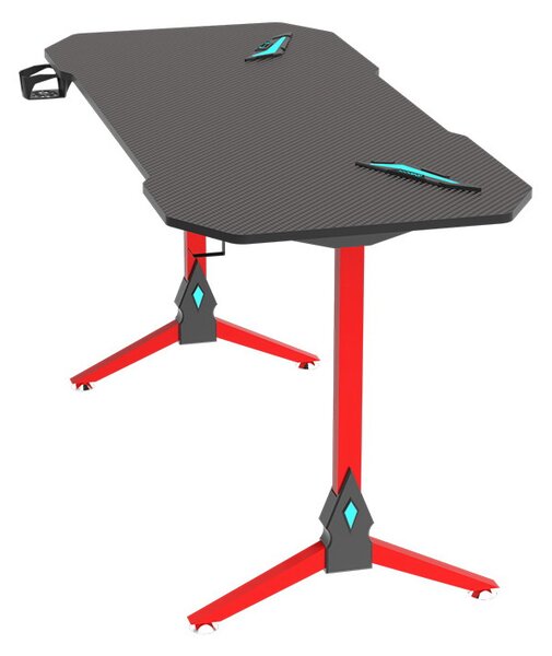 Gamer asztal fényekkel 140*60*73 - piros