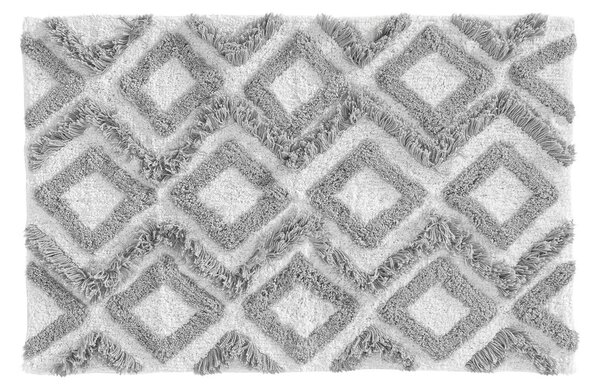 Fürdőszobai szőnyeg Douceur d intérieur TAPIS DE BAIN 50 x 80 CM COTON JACQUARD IKATIS BLANC/GRIS