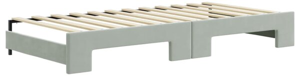 Világosszürke kihúzható bársony heverő fiókkal 90 x 200 cm (3196977)