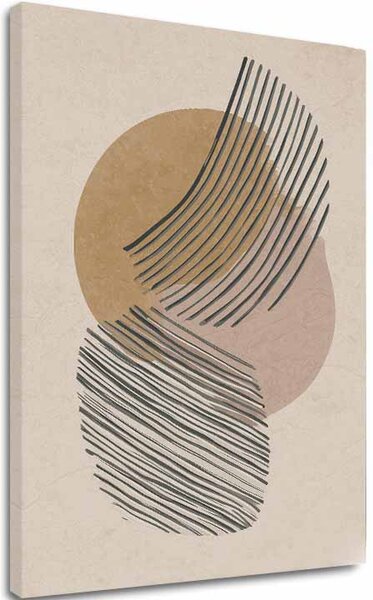 A kép a vásznon Absztrakt körök - Beige-arany design