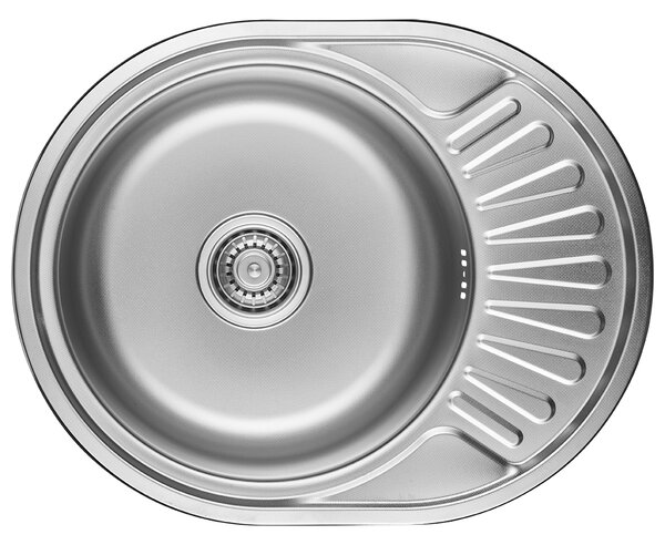 Kuchinox Normál, 1 rekeszes rozsdamentes mosogató 570x450x180 mm csepegtetővel, rovátkolt díszítéssel, acél, LAV-SGN_383T
