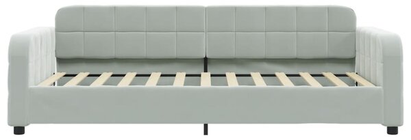 Világosszürke kihúzható bársony heverő fiókkal 90 x 200 cm (3196977)