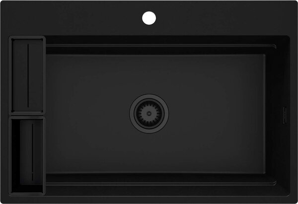 Deante Magnetic, 1 kamrás gránit mosogató 760x520x220mm, fekete matt, DEA-ZRM_N10B