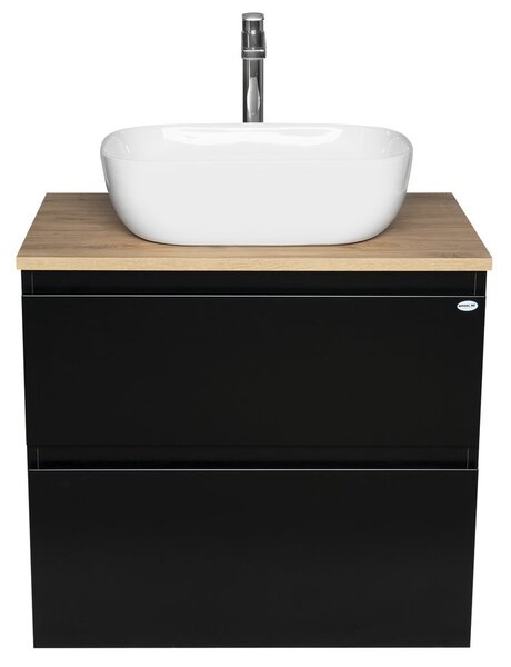 Aqualine Aqualine, ALTAIR szekrény felsővel 68 cm, fekete matt/emporio tölgy, AI670-01