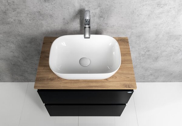 Aqualine Aqualine, ALTAIR szekrény felsővel 68 cm, fekete matt/emporio tölgy, AI670-01