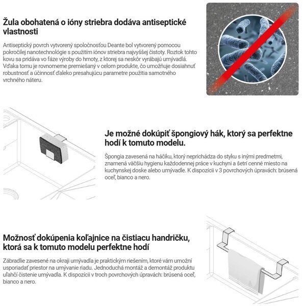 Deante Gránit mosogató, 1 tálos lefolyóval