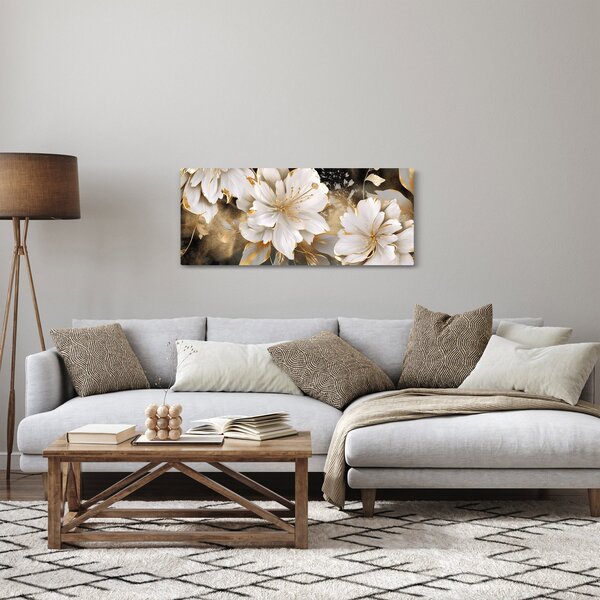 Kép - Virágok aranyban (120x50 cm)