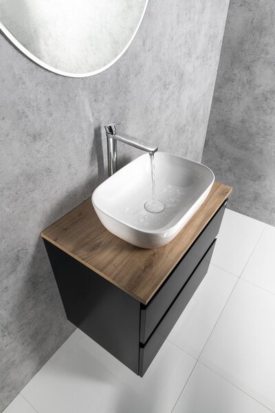 Aqualine Aqualine, ALTAIR szekrény felsővel 68 cm, fekete matt/emporio tölgy, AI670-01