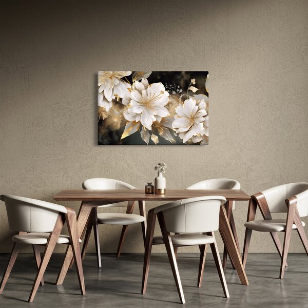 Kép - Virágok aranyban (90x60 cm)