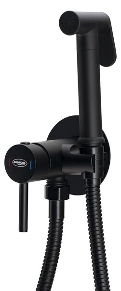 Aqualine Aqualine, Rejtett bidé csaptelep Stop spray-vel, tömlő 1,2 m, kerek, fekete matt, SK302B