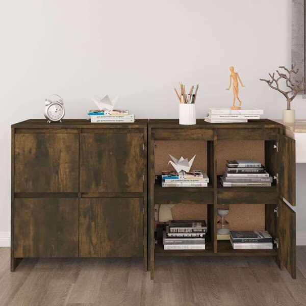 VidaXL 2 db füstös tölgyszínű forgácslap tálalószekrény 70x41x75 cm