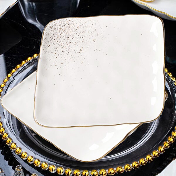 Golden sparkle- aranyozott peremmel díszített négyzet alakú tányér