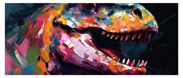 Kép - Dinoszaurusz, festészet (120x50 cm)