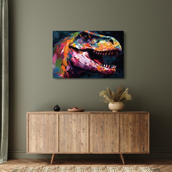 Kép - Dinoszaurusz, festészet (90x60 cm)