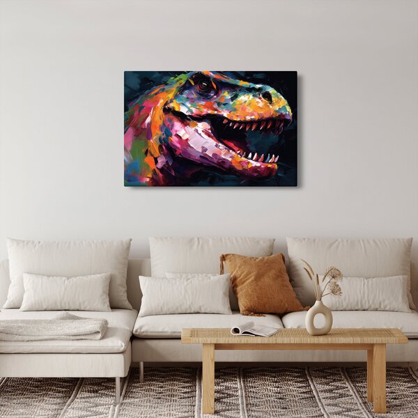 Kép - Dinoszaurusz, festészet (90x60 cm)