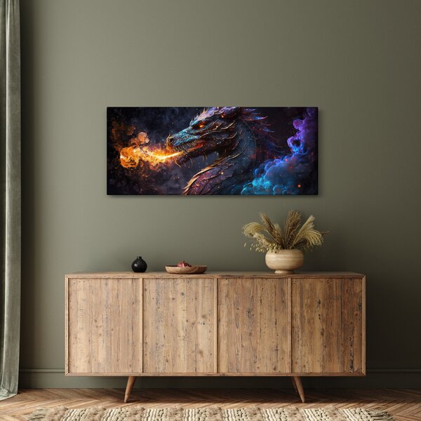 Kép - Lángokat köpködő sárkány (120x50 cm)