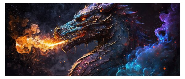 Kép - Lángokat köpködő sárkány (120x50 cm)