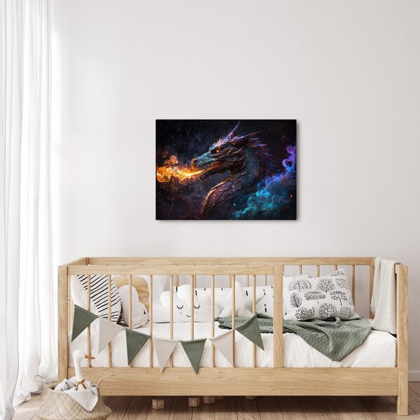 Kép - Lángokat köpködő sárkány (70x50 cm)