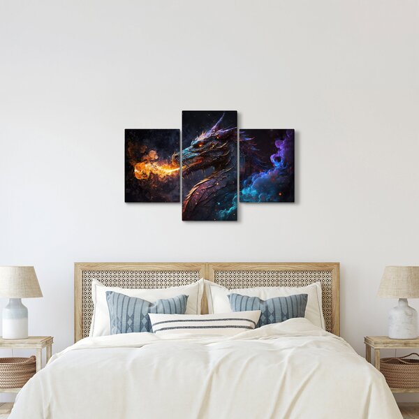 Kép - Lángokat köpködő sárkány (90x60 cm)