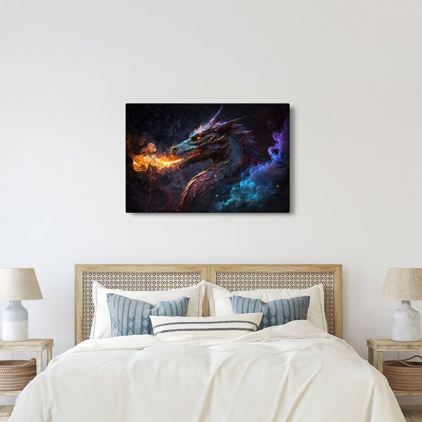 Kép - Lángokat köpködő sárkány (90x60 cm)