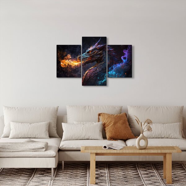 Kép - Lángokat köpködő sárkány (90x60 cm)