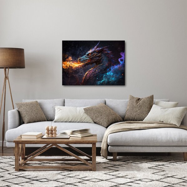 Kép - Lángokat köpködő sárkány (70x50 cm)