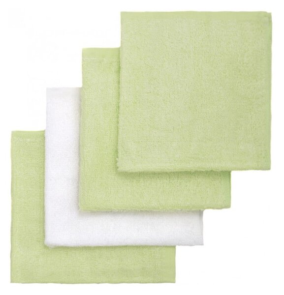 4 db-os zöld és fehér bambusz mosdókendő szett - T-TOMI