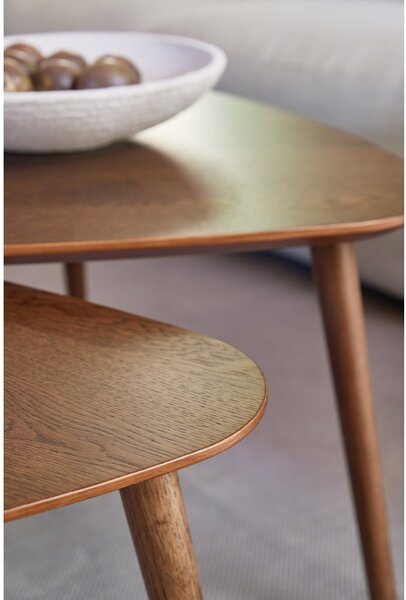 Barna dohányzóasztal szett tölgyfa dekorral 2 db-os 70x100 cm Adda – Unique Furniture
