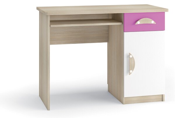 SPARTAN íróasztal, 76x100x50 cm, santana tölgy/rózsaszín
