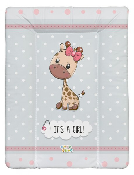 Babastar puha pelenkázó lap 50*70 cm - It&#039;s a girl ! zsiráf szürke